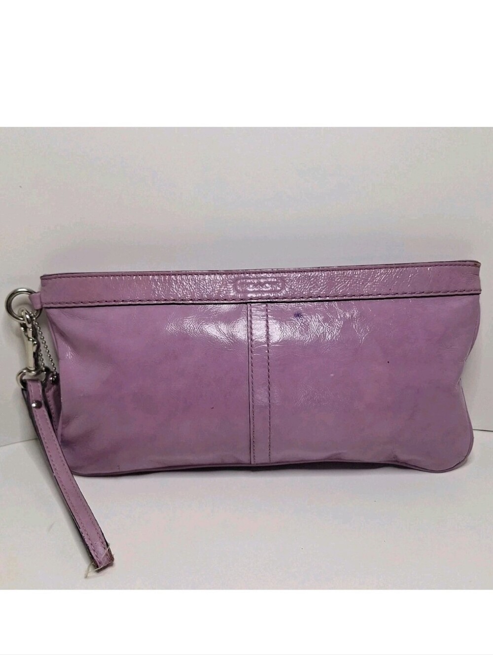 Coach Y2K Patent Leather Rare Color Lilac Lavender Slim Zip Wristlet Vintage
